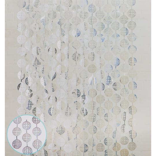 12 Pack: 6.5ft. Silver Holographic Disco Ball Fringe Curtain by Celebrate It™